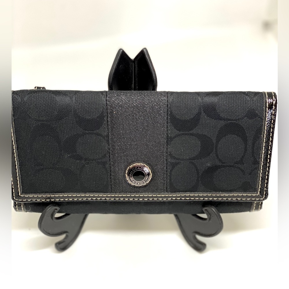 Coach💥VINTAGE💥Black Trifold Signature Wallet